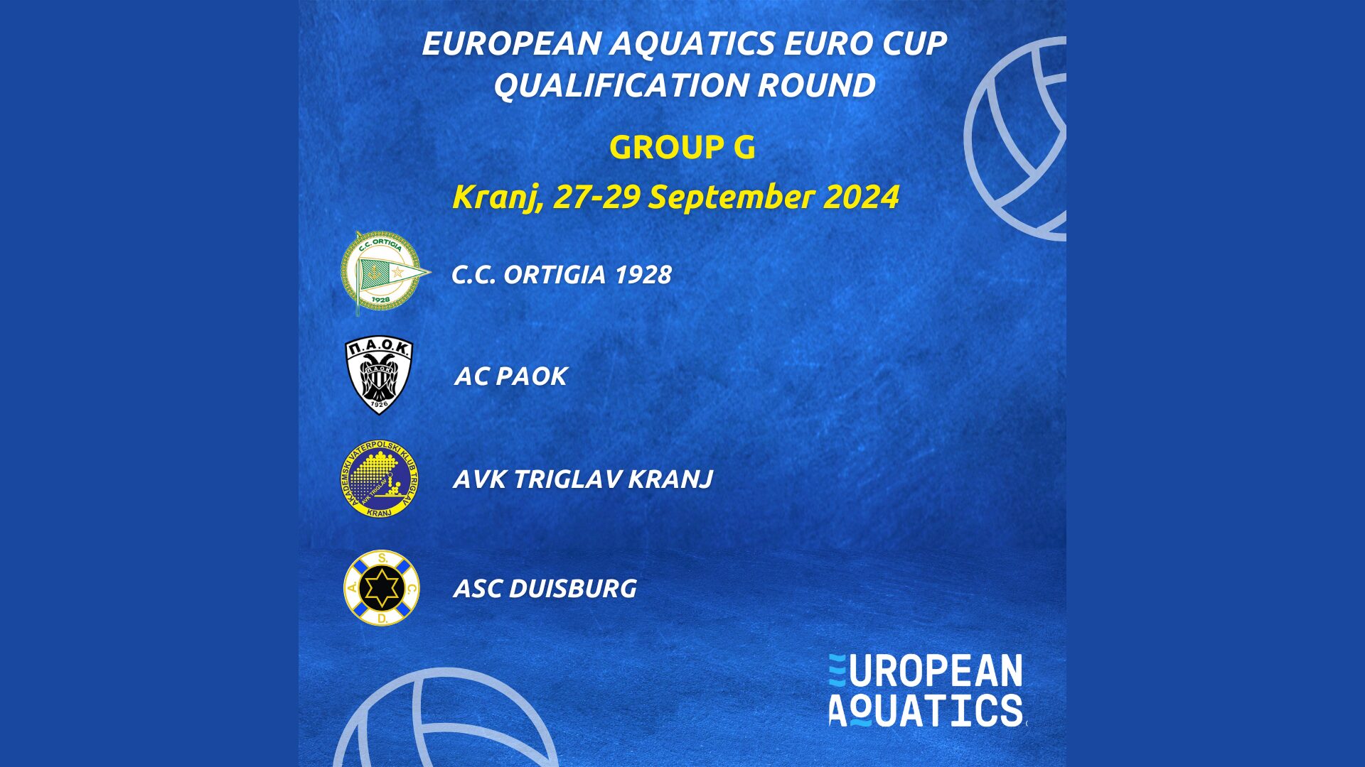 Al momento stai visualizzando Sorteggio Qualification Round Euro Cup: Ortigia in Slovenia con Kranj, Paok e Duisburg. Coach Piccardo: “Non ci è andata male”